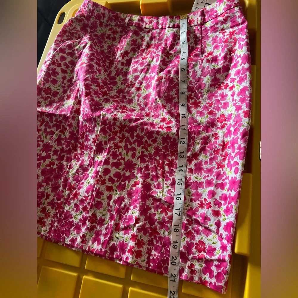Allison Taylor Skirt‎ Size 8 Pink Red Floral Pull On Unlined Pencil Stretch